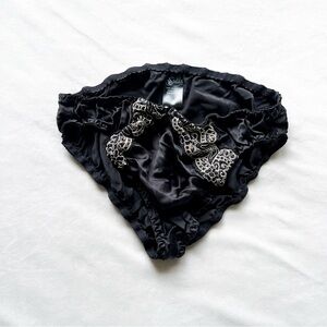 Sulis 100% Silk Black Lace Bloomer Panties Elegant Intimates - Large